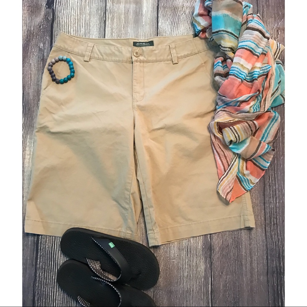 Eddie Bauer NWT Tan Bermuda Shorts sz 14